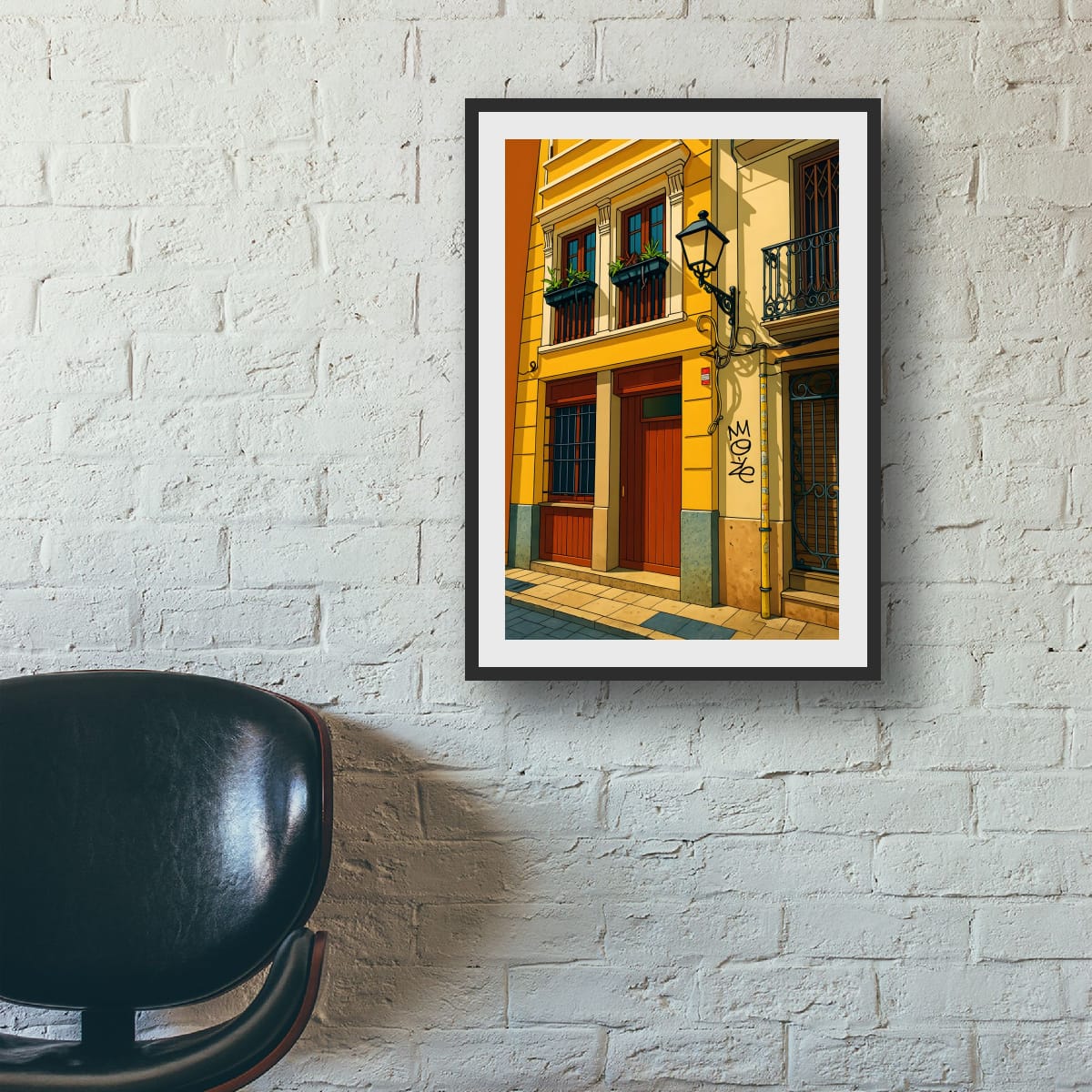 Old Town Street Scene Original Canvas Print