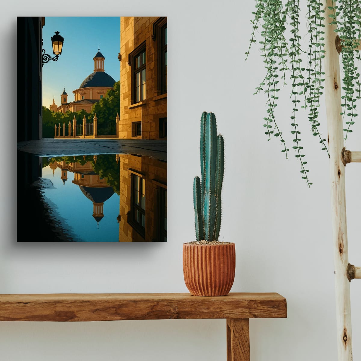 Reflection at Plaza de la Virgen Original Canvas Print