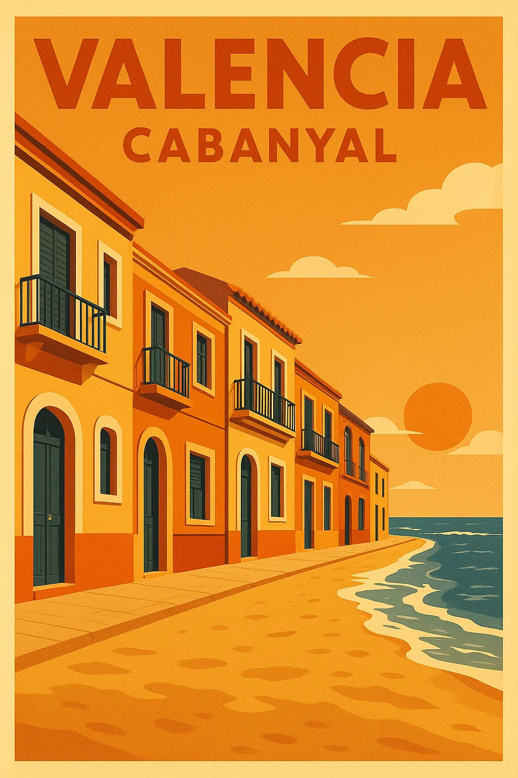 Fishermans Houses Cabanyal: Original Canvas Print