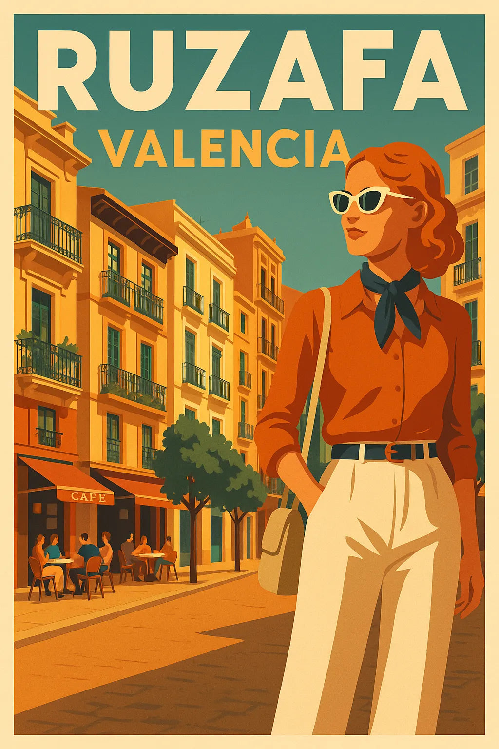 Valencia Ruzafa Original Retro Travel Poster Canvas Print