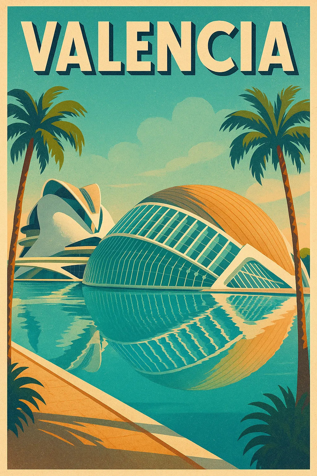 City of Arts and Sciences Retro Travel Canvas Print