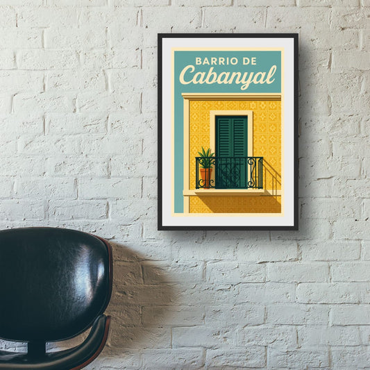 Barrio de Cabanyal Balcony: Original Canvas Print
