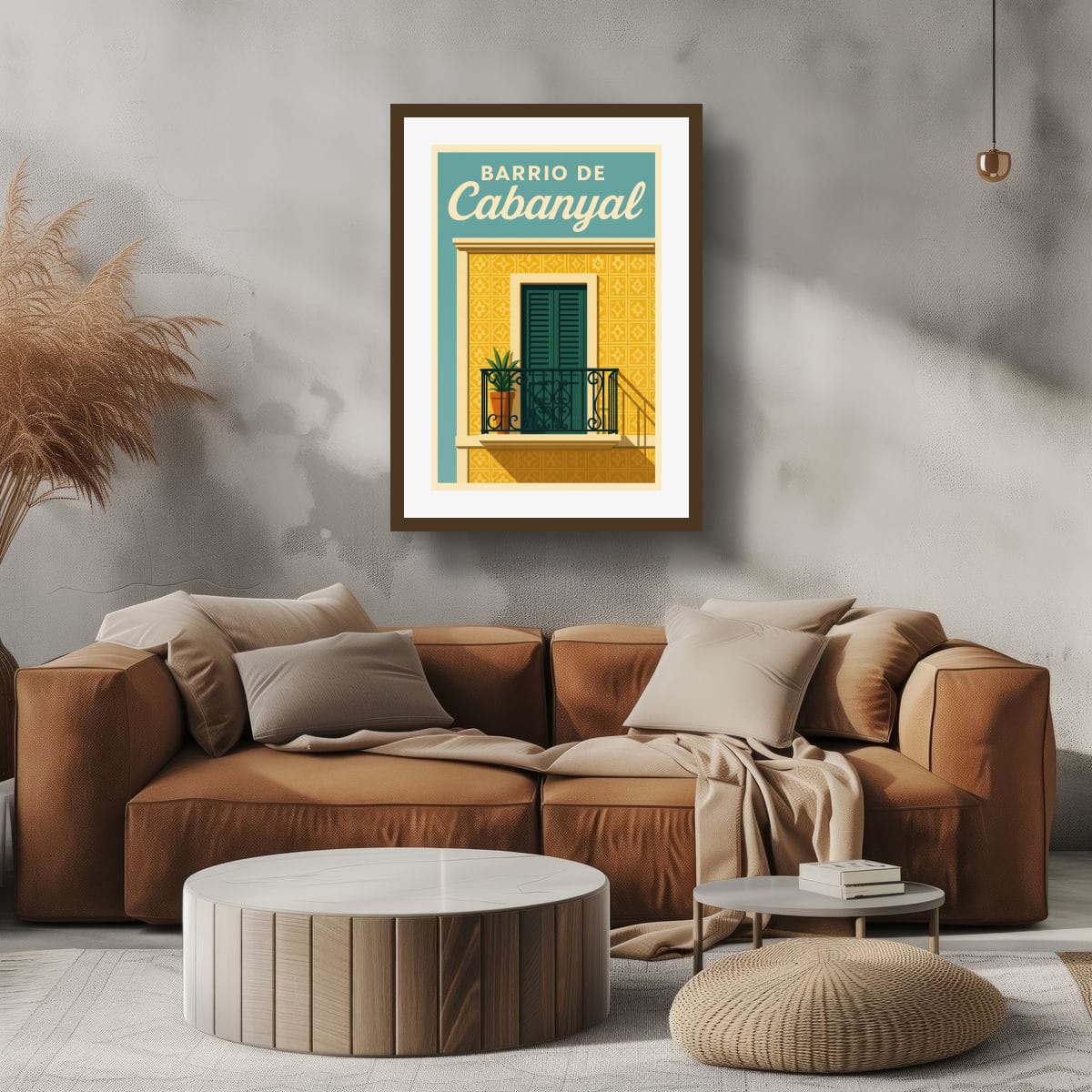 Barrio de Cabanyal Balcony: Original Canvas Print