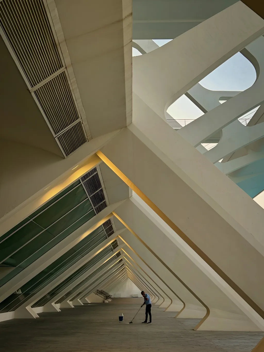 Lone worker at The City of Arts and Sciences Canvas Print