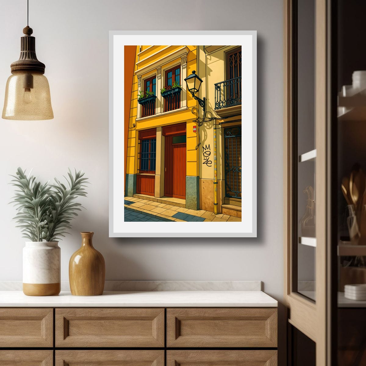 Old Town Street Scene Original Canvas Print