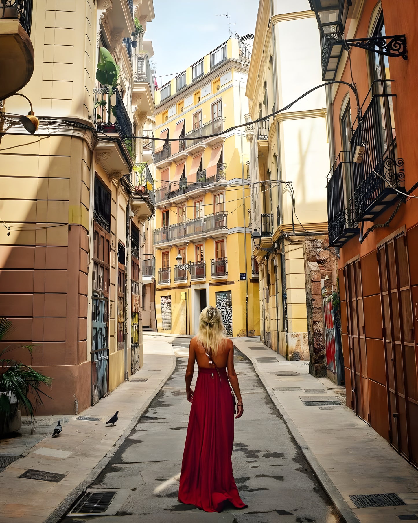 Wandering in the Old Town, Original Canvas Print