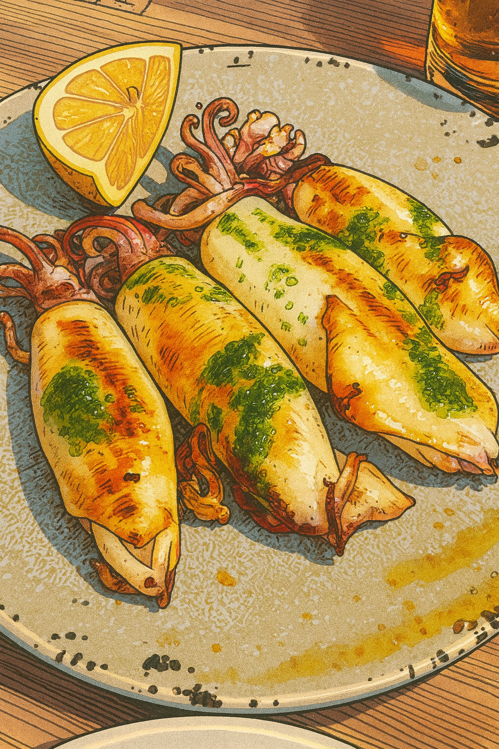 Set of four Spanish Seafood Canvas Prints / 15 x 20cm