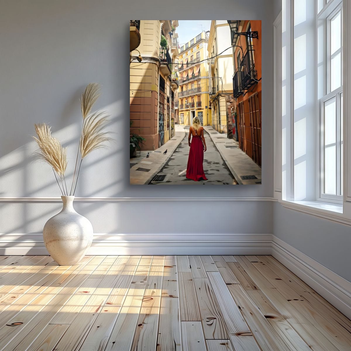 Wandering in the Old Town, Original Canvas Print