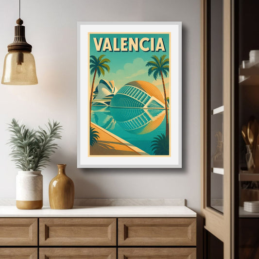 City of Arts and Sciences Retro Travel Canvas Print